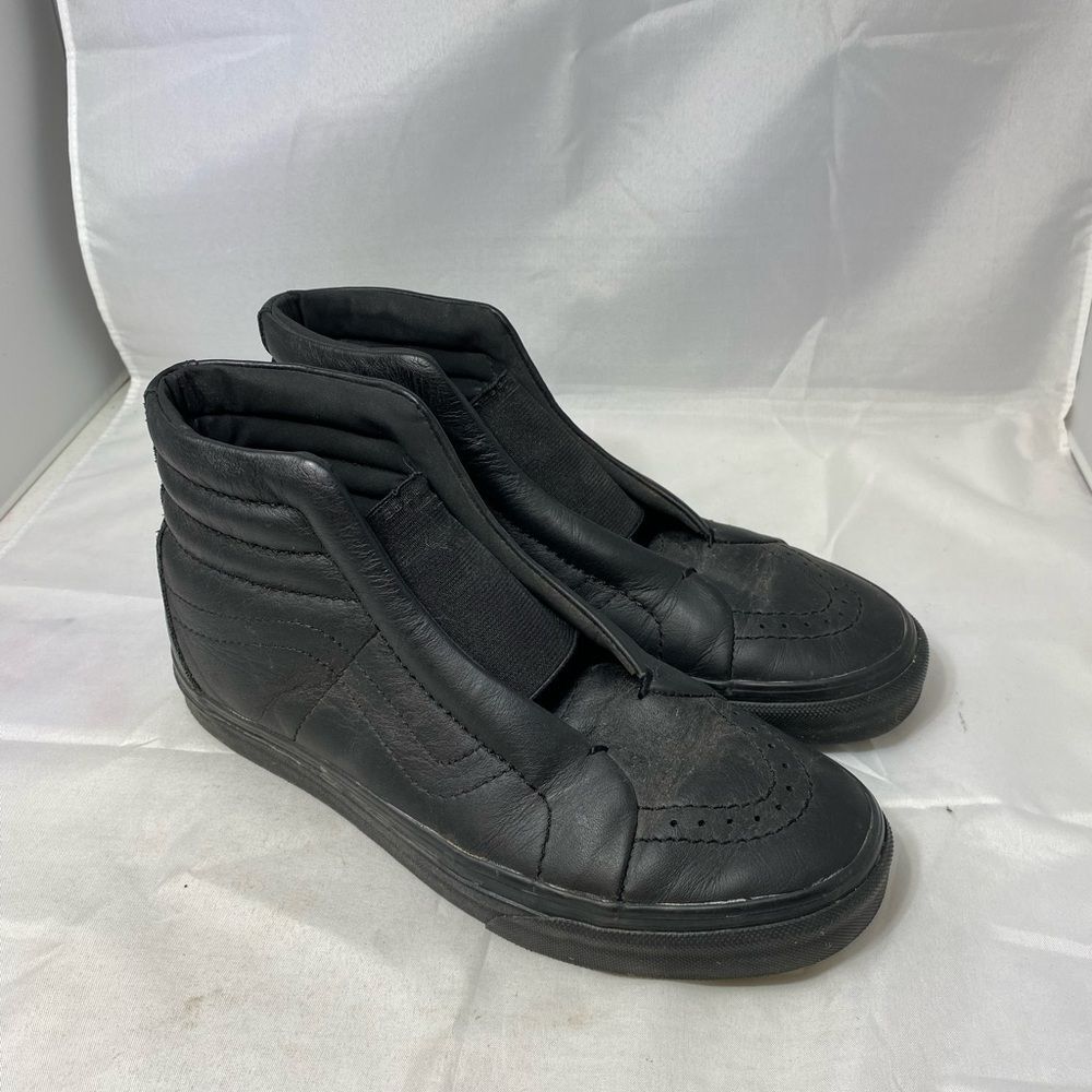Vans SK8-Hi leather All black laceless Shoes Men’s 6 Women’s 7.5 24cm - Picture 1 of 8